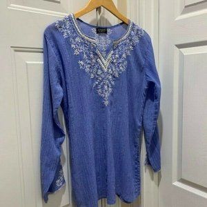 Aneri Wearable Art Blue lightweight Embroidered To